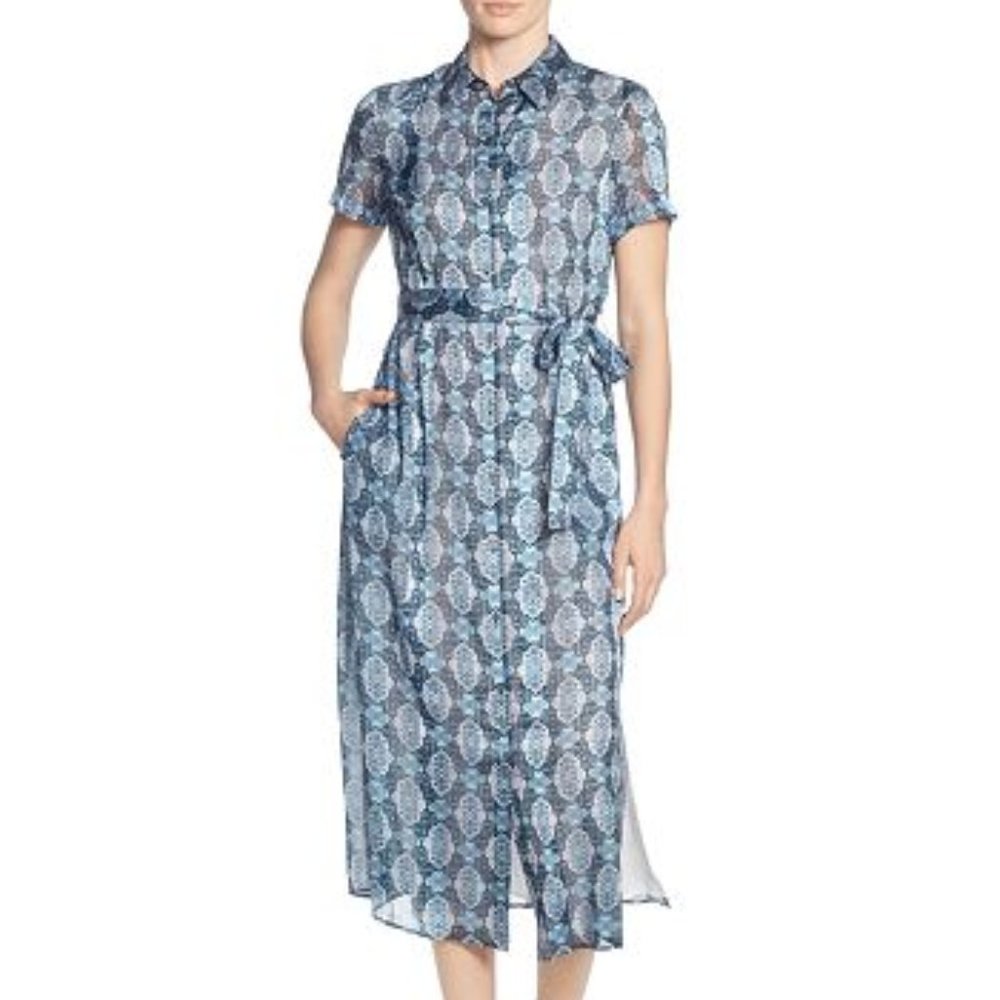T Tahari Printed Short-Sleeve Shirt Dress